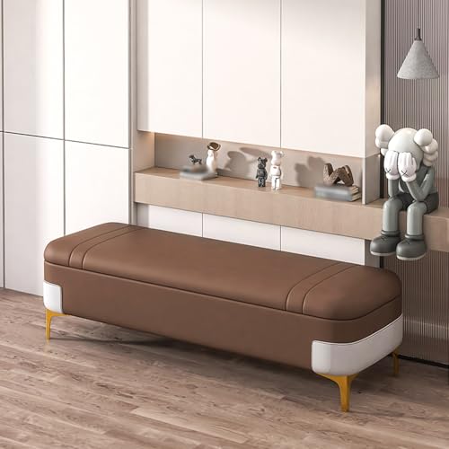 Moderno banco tapizado de piel sintética, otomana de almacenamiento grande para sala de estar, dormitorio, armario, vestíbulo, asiento de ventana, muebles que ahorran espacio, 31.5 x 15.7 x 15.7