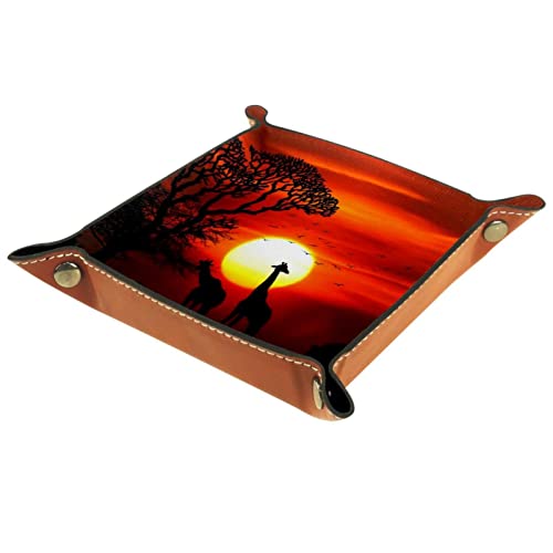 Maikoler Bandeja de la vanidad, bandeja de almacenamiento del tanque del inodoro, bandeja de la bañera de resina bandeja del baño, silueta de la puesta del sol de los animales de