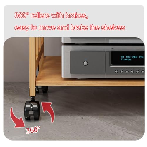 Gabinete de almacenamiento móvil de bambú para audio y torre de CD regulable 5