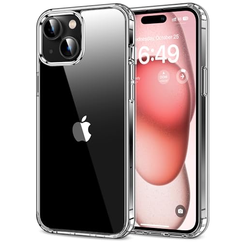 HOOMIL Crystal Clear Hülle für iPhone 15, [Anti Gelb] [Militärisch Stoßfest] Handyhülle Durchsichtig Hart Rückseite Schu...