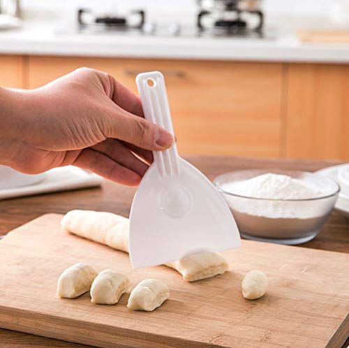 2Pcs Kitchen Plastic Scraper With Handle Dough Pastry Scraper Cutter Baking Cake Cream Chocolate Trimming Scraper Spatula Pizza Cutter For Bread Dough Cake Fondant Icing, White #TOP2