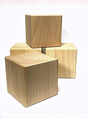 holzwuerfel.com Set of 4 Wooden Cubes 75 x 75 x 75 mm