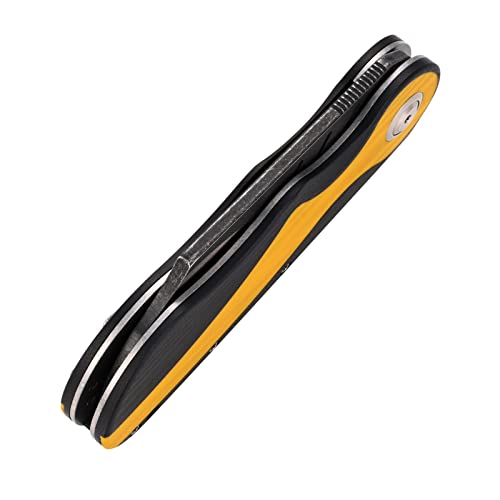 Sitivien St138 Folding Knife,Sandvik 14C28N Stainless Steel,G10 Handle Edc Knife For Outdoor Camping,Hiking,Fishing(Black+Yellow) #TOP5