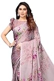 MIRCHI FASHION Elegante sari de gasa con estampado floral para mujer con blusa, Dusty Plum, Rosa, talla única