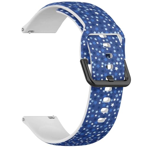 MRAKPLGE 18mm Silicone Sports Watch Band, Blue Stars Pattern, Compatible with Fossil Women's Gen 5E 42mm / Gen 6 42mm, Fossil Venture Gen 4 HR/Gen 3 Women Men