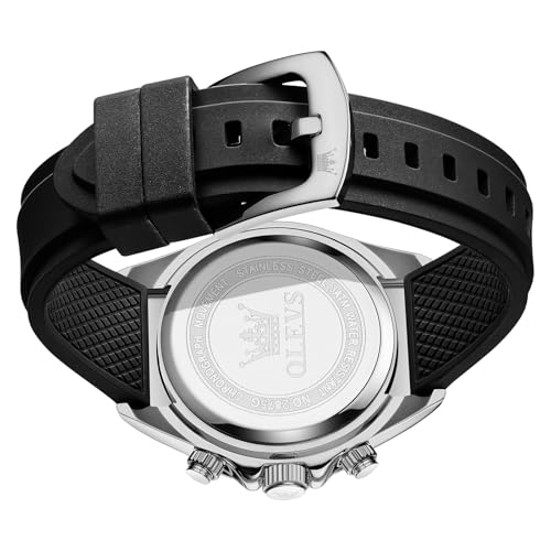 Image of OLEVS Watches for Men Business Diamond Moon Phase Male Watch Chronograph Fashion Dress Waterproof Date Analog Quartz Waterproof SiliconeMen Wrist Watch