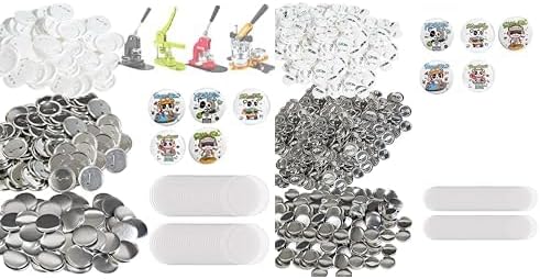 VEVOR Buttonmaschine Knopfmachermaschine Zubehor Badge Punch Press 58 mm, DIY Badge Press Machine Ersatzteile 500 STK. Abzeichenpressmaschine, Metall + Kunststoff / 250 + 250 STK. mit Metalldeckel