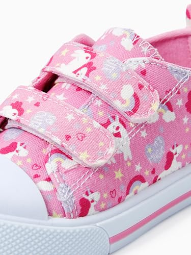 PATPAT Toddler Little Girls Canvas Sneakers Hook and Loop Kids Soft Walking Shoes4