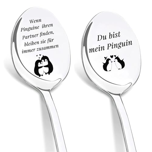 DIKARIYA Kaffeelöffel Geschenk, 2er Löffel mit Gravur, Kaffeelöffel aus Edelstahl, Teelöffel Geschenke für Geburtstage, Jubiläen, Valentinstag, Vatertag, Muttertag