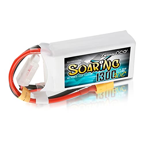 Gens ace 3S Lipo Batería de Lipo 1300 mAh 30C 11,1 V Soaring Lipo Battery Pack with XT60 Plug for Helicopter RC Airplane RC Hobby RC Boat RC Truck Drones Cover
