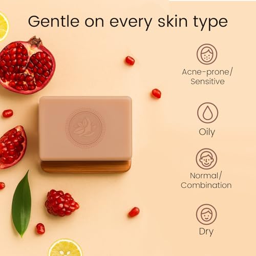Image of Naija Organics Pomegranate and Lime Natural Bath Soap | Glow Boosting, Anti-Oxidant Rich, Chemical-Free Body Soap Bar | Handmade Soap | ECOCERT Certified | for Men & Women, All Skin Types - 100g