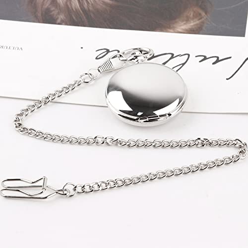 Image of Mens Pocket Watch Skeleton Mechanical Hand Winding Half Hunter Silver Black Golden Case Roman Numerals with Gift Box