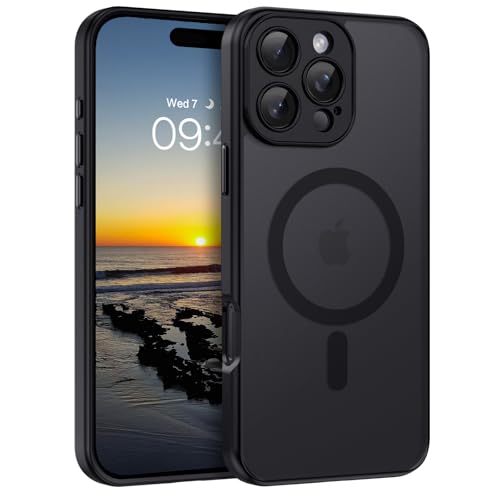 Coque iPhone 16 Pro MagSafe GUAGUA noire 6,3 pouces mate et translucide