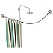 TGAICHO Verstellbare L-förmige Gebogene Duschvorhangstange Keine Bohrung für Badewannenecke Verstellbare Ausziehbare Badvorhang-Schienenstange mit Wasserdichtem Vorhang70 to 95 x 70 to 95cm