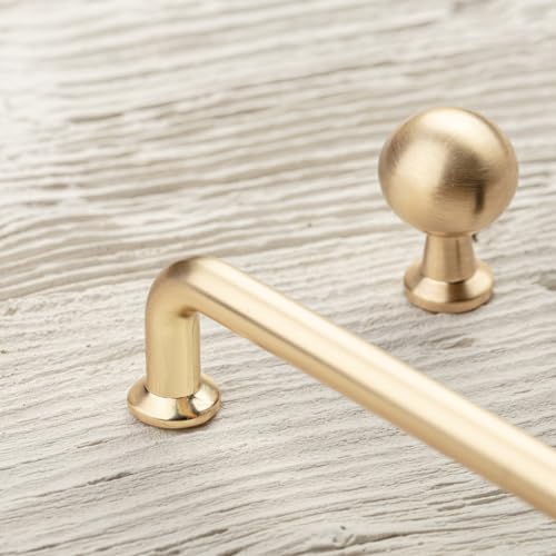 GTV - Möbelgriff NORD | Griff Griffe Möbelgriffe | Lange 14,6 cm| Bohrlochabstand 12,8 cm |ZnAl |Gold gebürstet