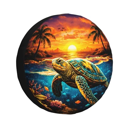 Image of Sea Turtle Spare Tire Cover - Funny Wheel Protectors Waterproof Universal Wheel Cover for SUV Rv Travel Trailer Camper Truck 16 Inch