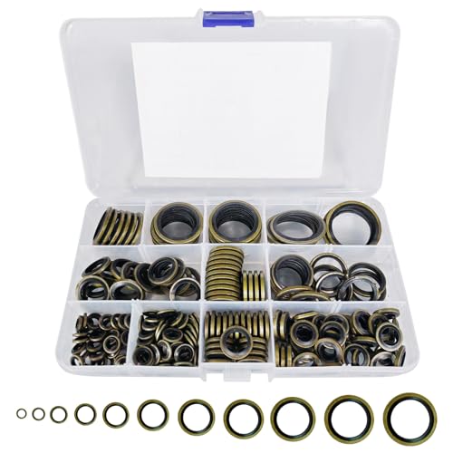 269 Pcs Bonded Seal Washers Kit - Oil Drain Plug Gaskets, Dowty Seals Metal Rubber Sealing Rings & Crush Washers Assortment for Car, Truck, Engine Oil Crush Washerss (M5 - M24)