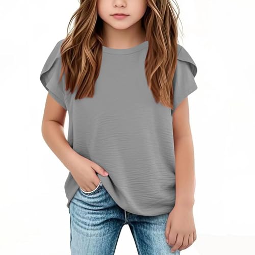 Kids Teens Girls Cap Sleeve Summer Tops Business Casual T Shirts Fashion Outfits Cute Trendy Tees Clothes