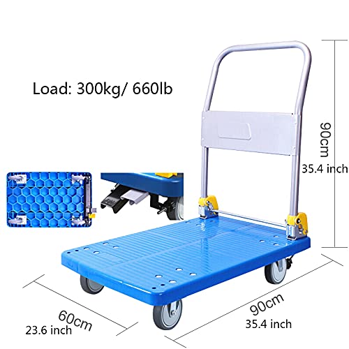 Carrito de mano plegable con ruedas silenciosas y plataforma de gran capacidad 5