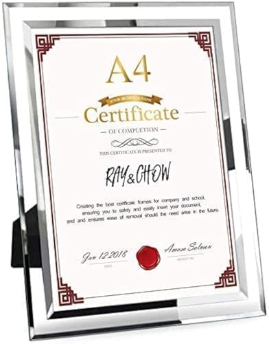 Ray & Chow A4 Glass Certificate Photo Picture Frame For Wedding Photos,Family Photos,Certificates and Home Decoration - Portrait or Landscape Display