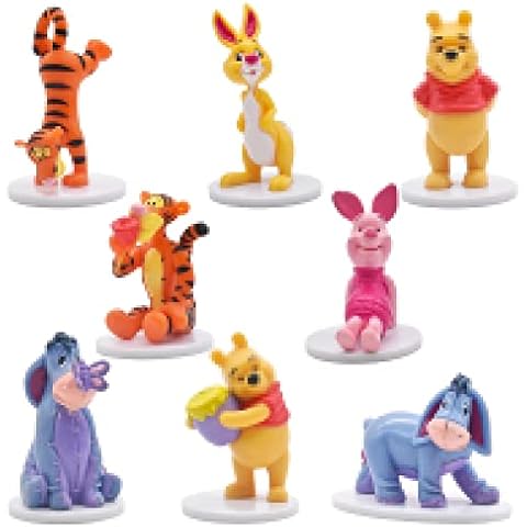 Pooh Mini Figurines IOSCDH 8 pcs Tigger Cake Decoration Little Bear Cake Topper Birthday Party Supplies Pooh Mini Figures Ornaments Desktop Decorations for Kids Cover