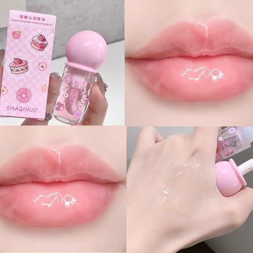 Baorder 4 Pcs Hydrating Lip Gloss Oil Set,Fruit Flavored Gloss,Moisturizing Cute Lip Blam Lip Skincare,Jelly Lip Make-Up for Women, Party Gift