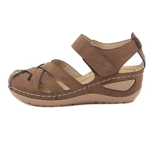 Prime Deals of The Day Sale Womens Brown Wedge Sandals Ladies Footbed Size 7 Women'S Slingback Bottle Opener Flip Flops For Women 6 Tan Sliders Mustard Shoes Beach Water Barefoot