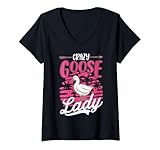Femme Crazy Goose lady Ragazza Dell'oca T-Shirt avec Col en V