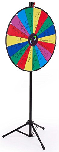 Displays2go Prize Wheel with Height-Adjustable Floor Stand, 18 Slot Design, 30