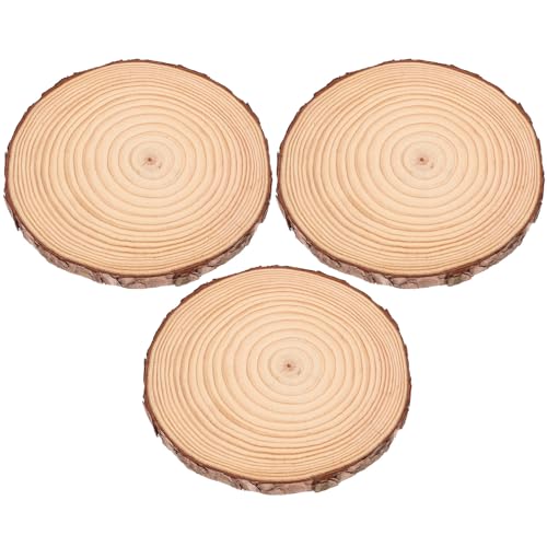 Dalles de jardin en bois noble : lot de 3 pierres de gué haut de gamme au diamètre 18-20 cm