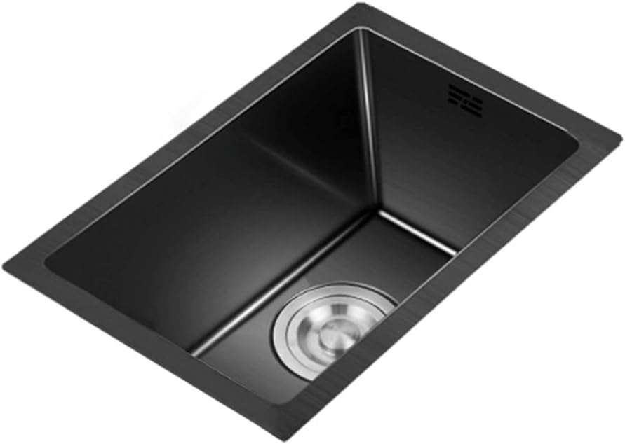 Kitchen Nano Sink Handmade Small Sink Stainless Steel Dish Basin Under Counter Basin Mini Bar Sink (Color : Black(A), Style : 38 * 30 * 21.5cm)