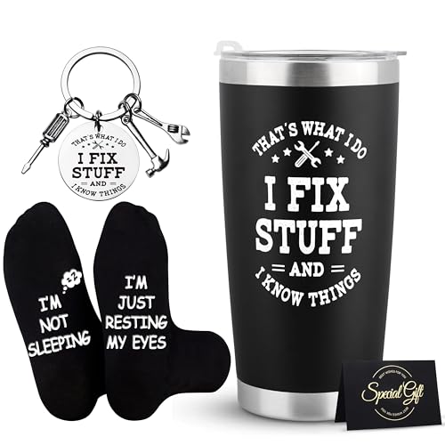 Shoppawhile Birthday Gifts for Men Funny and Unusual Ideas Presents for Men Christmas Fathers Day Birthday Stainless Steel Travel Tumbler 20oz Mechanic Mens Gifts