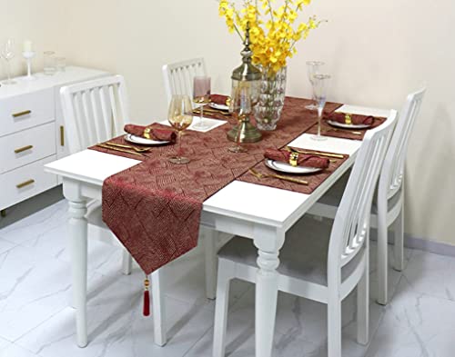 Chemin de table de mariage rouge en coton pour décoration de table longue