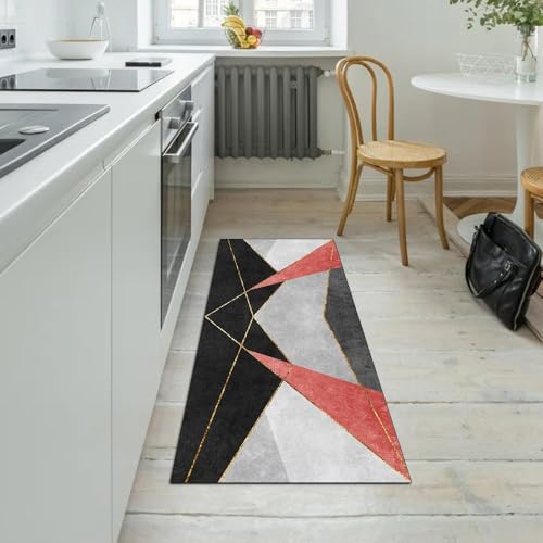 Alfombra larga de patchwork rojo para transformar la calidez de tu pasillo estrecho 5