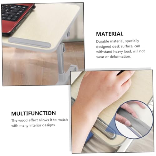 Table de bureau pliante et réglable en bois beige pour optimiser votre espace de télétravail - 7