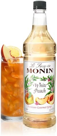 Monin White Peach Syrup for Drinks - 1 liter / 33.8 fl oz