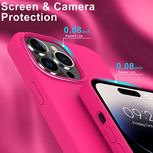Deenakin Iphone 14 Pro Max Case With Screen Protector,Soft Flexible Silicone Gel Rubber Bumper Cover For Women Girls,Slim Fit Shockproof Protective Phone Case For Iphone 14 Pro Max 6.7" Hot Pink #TOP4