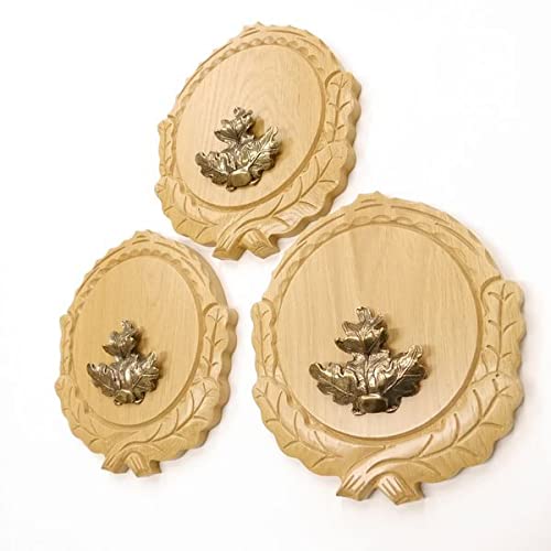 3 placas de cuña talladas de roble claro AF 16 cm con 3 hojas de roble, portada grande, tabla cuña, tabla de especias, cartel trofeo.