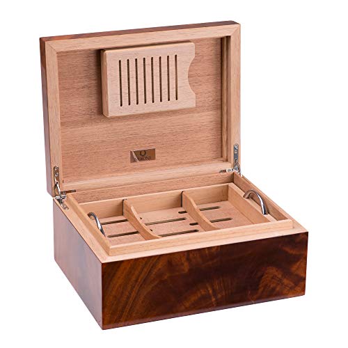 Umidor p/50 charutos acessórios NERONE madeira Mahogany