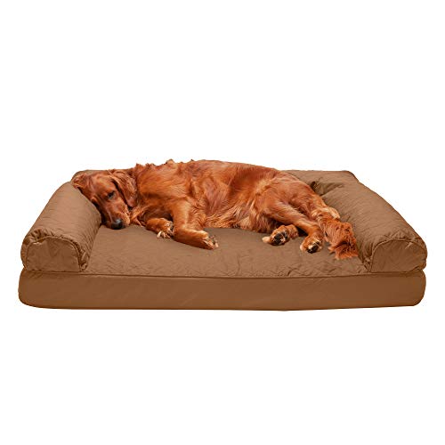 Furhaven kleines gestepptes orthopädisches Sofa Haustierbett für Hunde und Katzen, Weinrot Cover