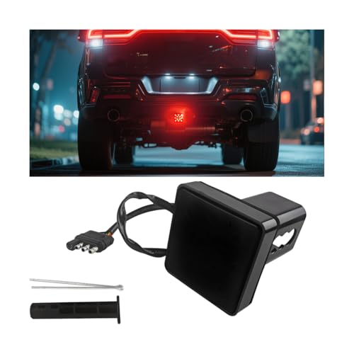 HZEL Trailer Hitch Receiver Cover with 15 LED Brake Lights, Super Bright Vehicle Lamp Tail Light Fit...