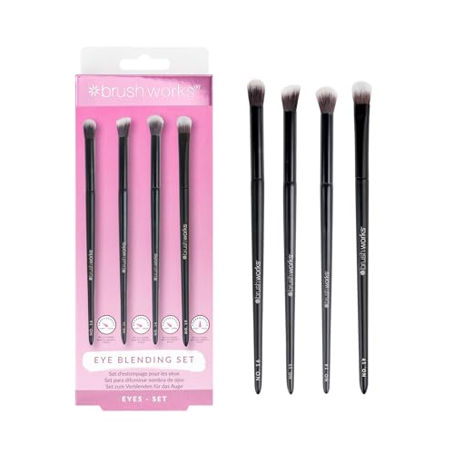 Image of Brushworks Eye Blending Set – 4-Piece Eyeshadow Brush Kit with Tapered, Fluffy, Angled & Crease Brushes, Seamless Blending & Crease Definition