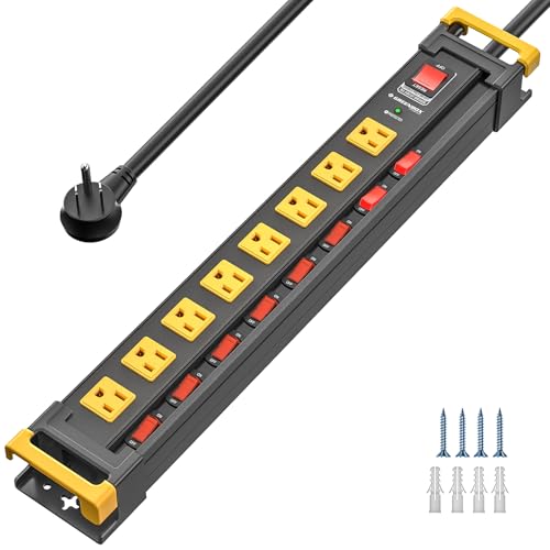 8-Outlet Heavy Duty Surge Strip with Switches