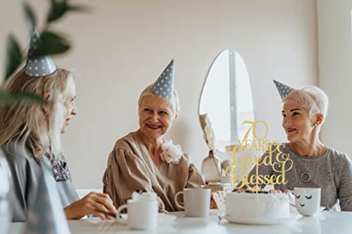 Ahaoray 70 Years Loved Cake Topper - Gold Glitter 70Th Birthday Cake Decorating Supplies, Perfect For Wedding, Anniversary Or Birthday Party Decorations, Photo Booth Props #TOP4