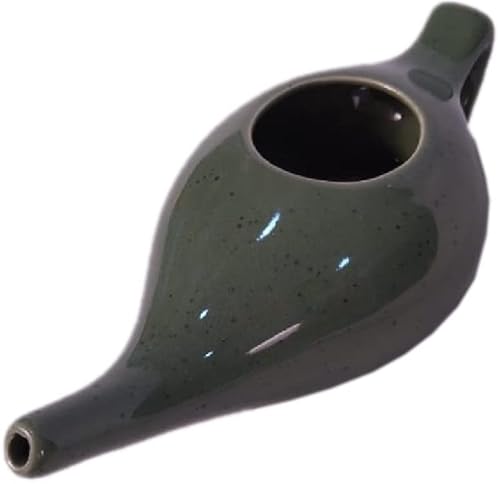 Auslaufsicherer, langlebiger Keramik-Neti-Topf, bequemer Griff, mikrowellen- und spülmaschinenfest, natürliche Behandlung für Nebenhöhlen und Stauungen (olivgrüne Matte) Cover