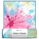 Eunzel Hot Yoga Towel, Non Slip Yoga Mat Towel Sweat Absorbent Printed Yoga Towel with Grip Dots for Hot Yoga, Pilates and Workout 72"x 24", Flower