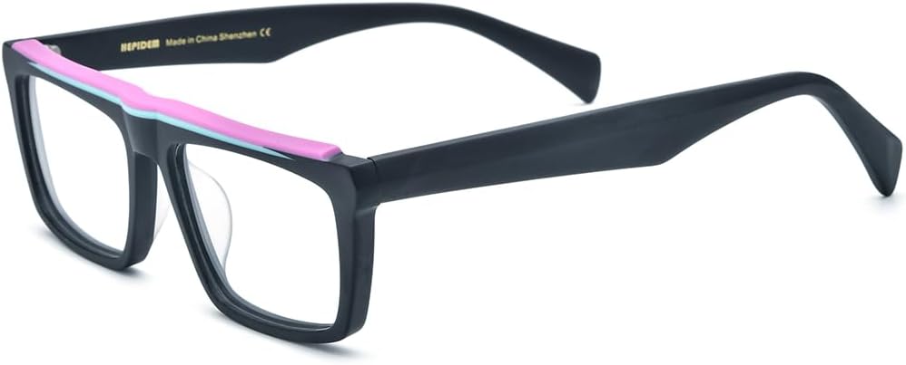 HEPIDEM Matte Multicolor Acetate Glasses Frame Men Vintage Square Eyeglasses Optical Spectacles 9289