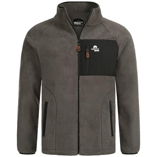 Arctic Seven Herren Fleecejacke (S-3XL) - Leicht, Flauschig, Atmungsaktiv, Hoher Kragen, Übergangsjacke Warme Jacke Männer - AS-415 DGrau Medium