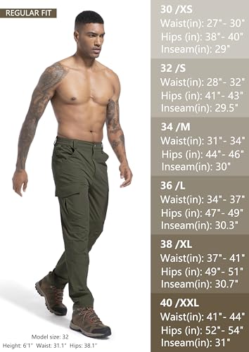 Gartenboker Men'S Lightweight Hiking Cargo Work Pants Quick Dry Water Resistant Fishing Travel Climbing Outdoor Stretch Pants Army Green 32 thumb #5