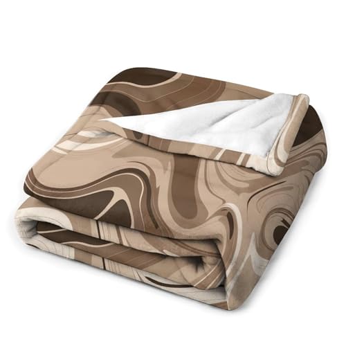 Couverture micro polaire taupe et blanc - Plaid lit et canapé - 7